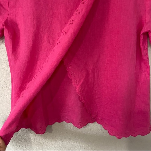 J. Crew Bright Pink Crossed- back linen blouse - Picture 4 of 8